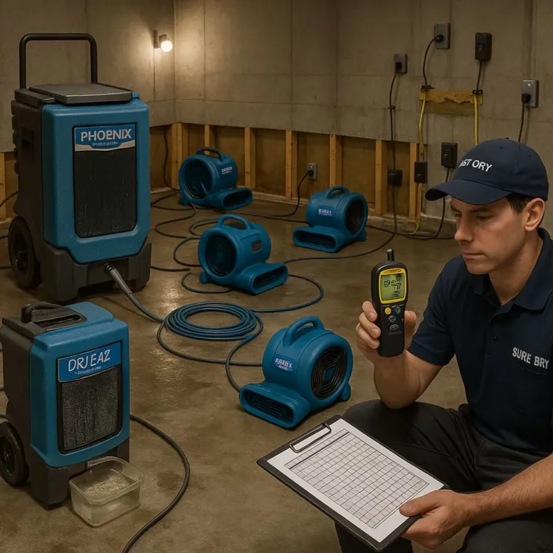 Structural Drying and Dehumidification process in Melville, RI